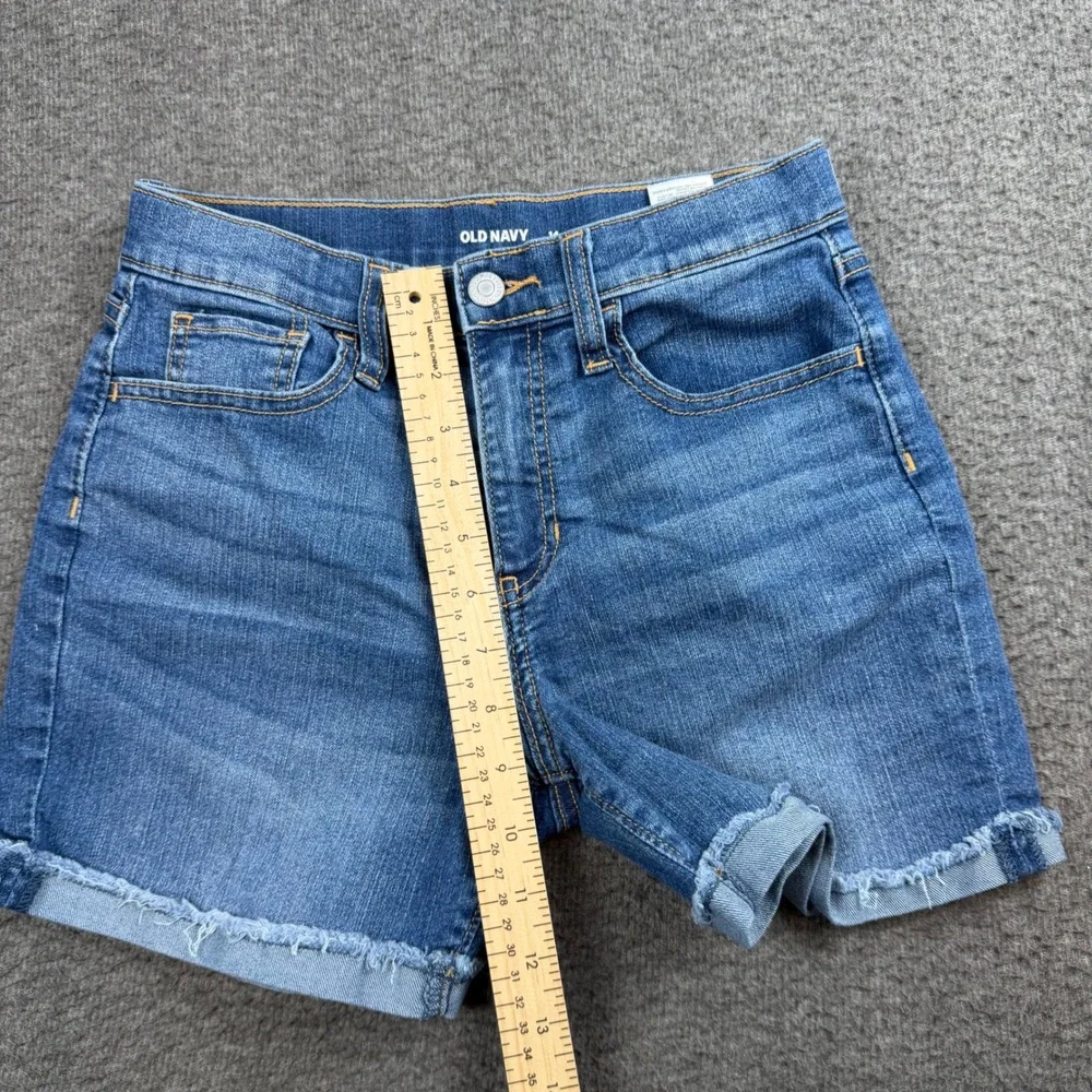 Old Navy Denim Shorts Girls Size 14 Blue Frayed Raw Hem Adjustable Waist
